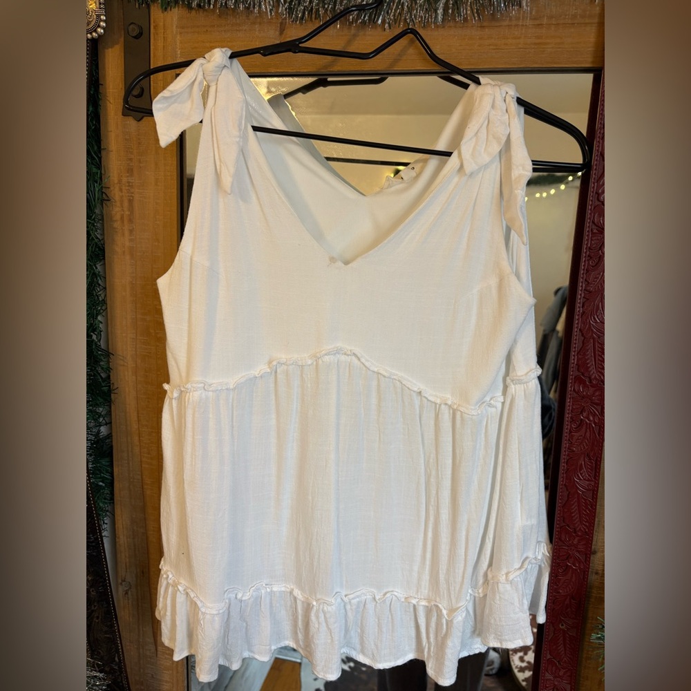 White Sleeveless Dress with Bow Straps
